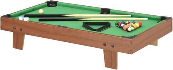 Mini Pooltafel - Biljarttafel Speeltafel - Spelplezier Thuis - Draagbaar Compact Formaat - 92x52x19 cm - Bruin Groen