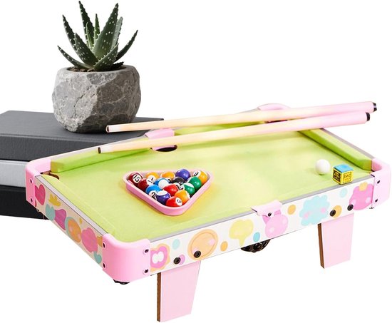 Mini Pooltafel - Draagbaar Biljart - Interactief Spel - Opvouwbaar Ontwerp - 52 x 33 x 6 cm - Roze van mini