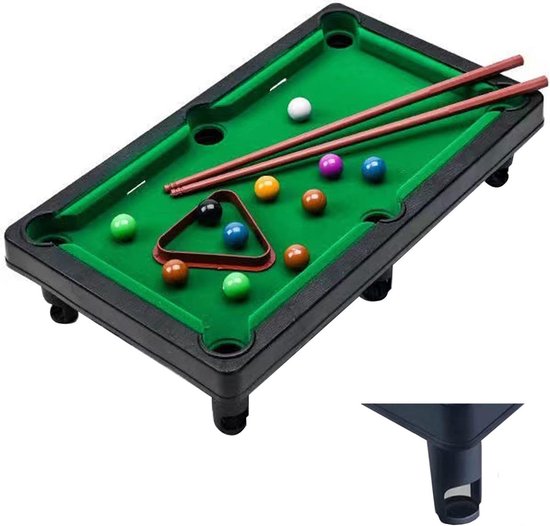Mini Pooltafel - Inclusief Keu, ballen en driehoek - Voor kinderen - 30x18x7cm