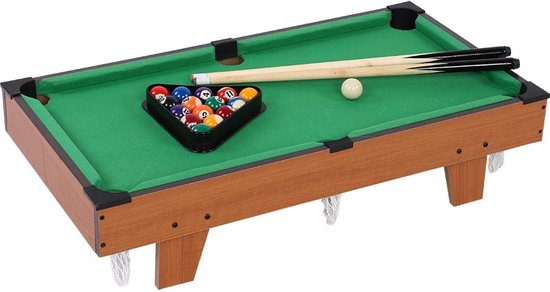 Mini Pooltafel - Inclusief Keu, ballen en driehoek - Voor kinderen - 69x36x22cm