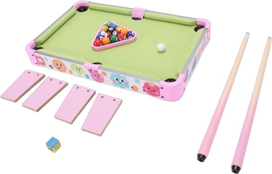 Mini Pooltafel - Kinder Biljart - Binnen Entertainment - Vergrendelbare Poten - 51x32cm - Groen van Merkloos