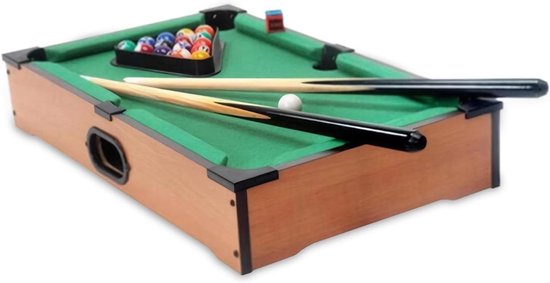 Mini pooltafel - Kleine biljart - Spelplezier thuis - Complete speelset - 26x35 cm - Groen
