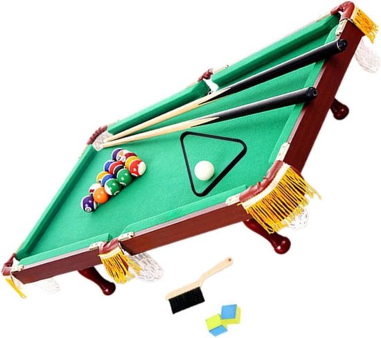 Mini Pooltafel - Tafelbiljart Spel - Indoor Vermaak - Draagbaar Compact Ontwerp - 60x30x15 cm - Houtkleurig