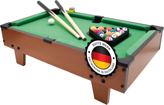 Mini tafelbiljart - Compact zwembad - Gezellig spel - Realistisch speelgevoel - 51 x 31 cm - Houtkleur