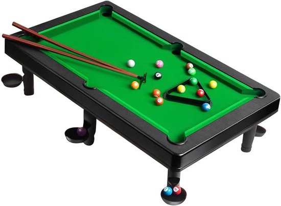 Mini Tafelpoolset - Draagbaar Biljartspel - Familie Plezier - Hoogwaardig ABS Materiaal - 56 x 34 x 16 cm - Groen