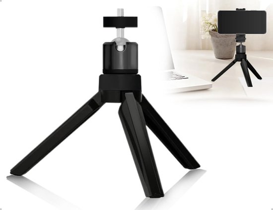 Mini Tripod met 1/4 Inch Schroefdraad voor Projector, Camcorder en Smartphone - 360° Draaibare Metalen Kop voor Stabiliteit en Flexibiliteit