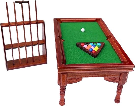 Miniatuur Biljart Tafel - Poppenhuis Decoratie - Poppenhuis Meubels - Houten Constructie - 12x12x5 cm - Niet gespecificeerd