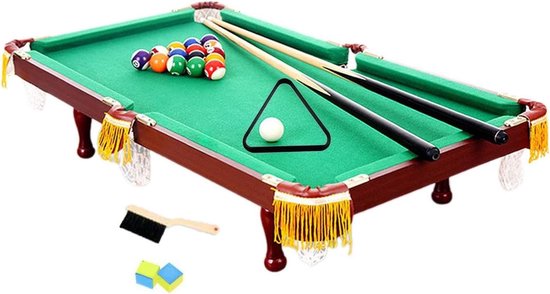 Miniatuur Pooltafel - Snooker Spel - Indoor Entertainment - Draagbaar Houten Ontwerp - 60x30x15 cm - Houtkleur