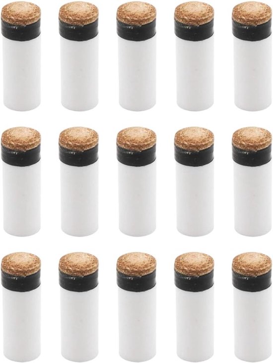 MK Stoer - Biljartkeu - Biljartaccessoires - Witte Adereindhulzen - Vervangbare Tips - Onderdelen - Geschikt voor Biljart - Wit - 15 Set - Vervangende - Set