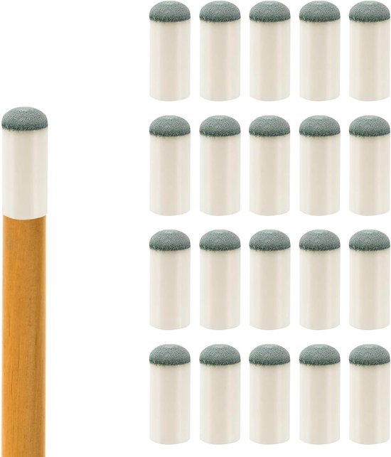 MK Stoer - Biljartkeu Tips - Accessoires - 12mm - Pool Keu Tips - Vervanging - Slip op - Snooker & Biljart - Pooltafel Accessoires 20 Stuks
