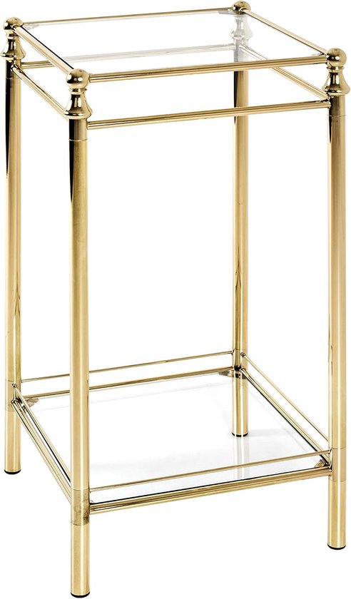 Möbel Bijzettafel messing, Metaal, veiligheidsglas - Maat: B 40 cm x H 73 cm x D 40 cm, Stijl: Eigentijds