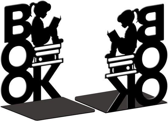 Moderne metalen boeksteunen voor boekenplanken, decoratieve stoppertjes, 13.5 x 11 x 20 cm, stevig en creatief ontwerp, ideaal voor studie en kantoor, 1 paar