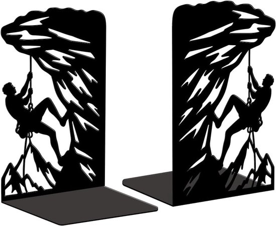 Moderne metalen boeksteunen voor boekenplanken, stevige decoratieve stoppers voor kantoor en woonkamer, 13.5 x 11 x 20cm gietijzer, stijlvol en functioneel