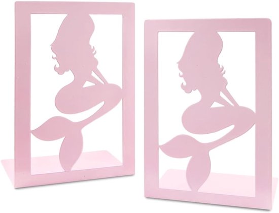 Moderne Roze Zeemeermin Boeksteunen van Metaal, Creatief Ontwerp voor Kinderbibliotheek en Thuisgebruik, Antislip en Duurzaam voor School en Kantoor
