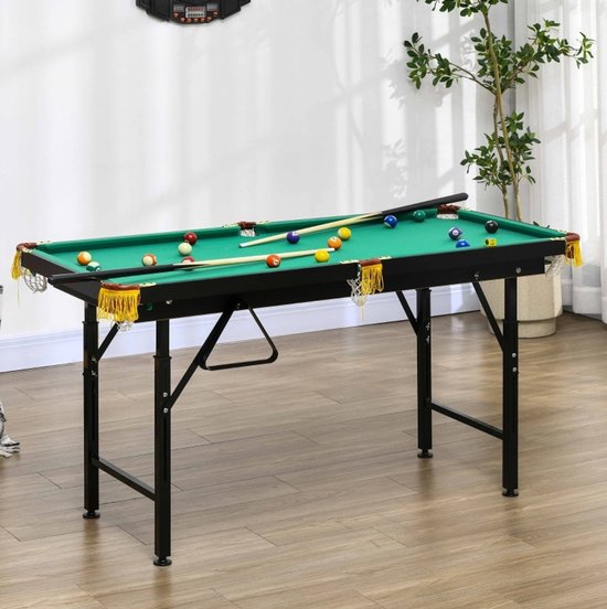 MODFU - Biljarttafel - Opklapbaar En Hoogteverstelbaar - Groen - Hout - 140 X 63 Cm