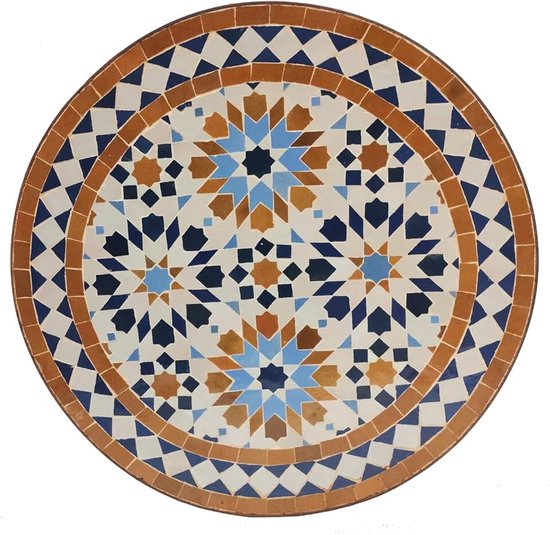Moro Mozaïek bijzettafel Ø 45 cm Ankabut bruin met smeedijzeren frame H 50cm | Boho salontafel Marokkaanse mozaïektafel bistrotafel uit Marokko | MT2239