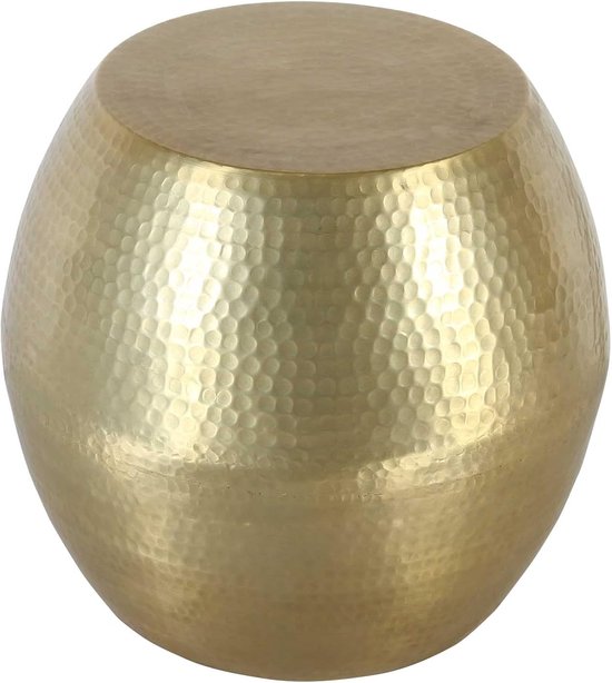 Moro Oriëntaalse bijzettafel kruk Mohan goud Ø 45 cm hoogte 41 cm met hamerslag van aluminium | ronde salontafel gehamerd | een luxe moderne banktafel | TSV9010