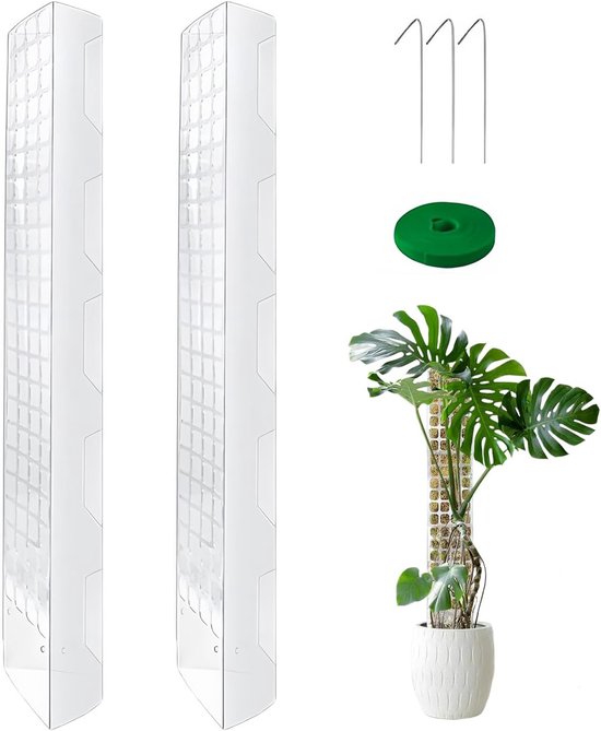 Moss Pole voor Monstera en Klimplanten - 2x61cm Plastic Steun met Riemen en Grondspike voor Binnenplanten van Merkloos