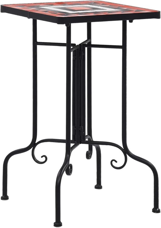 Mozaïek bijzettafel terracotta en wit keramiek 35 x 35 x 56 cm