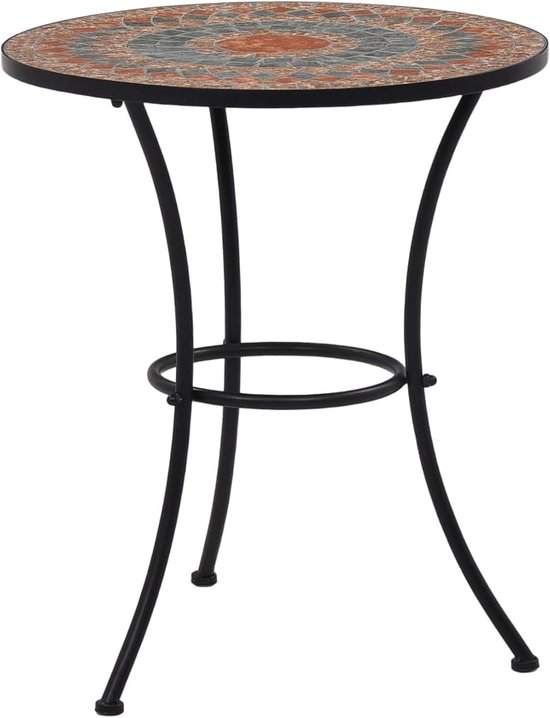 Mozaïek bistrotafel cafetafel tuintafel tuintafel bijzettafel loungetafel voor tuin, terras en balkon oranje/grijs 60 cm keramiek