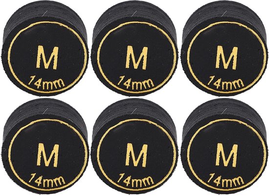 MTTproducts- Biljartkeu Tips Professioneel - Vervangset van 6 - PU Leer - Multilaags - Geschikt voor Biljart/Snooker - Duurzaam en Stevig - Biljarttips