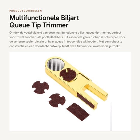 Multifunctionele Biljart Queue Tip Trimmer - Precisie Tool - Robuust - Billiard Accessoire - Voor Snooker en Pool - Ideaal voor Queue Ond...