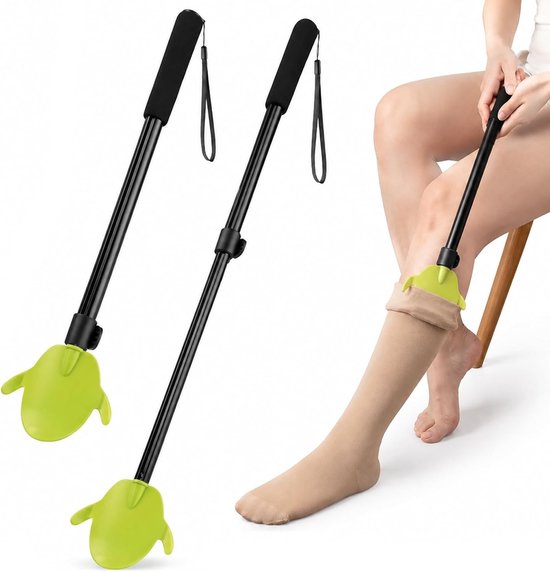 Multifunctionele telescopische stok voor ouderen en mensen met een beperking, eenvoudig aan- en uittrekken van steunkousen en sokken, praktische dagelijkse hulp voor mobiliteit en zelfredzaamheid