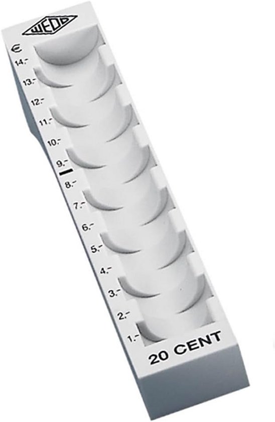 Muntgroef - 20 cent houder - Munten sorteren - Overzichtelijke voorraad - 70 munten - Lichtgrijs