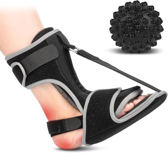 Nachtspalk voor Plantarfasciitis, Voetbandage met Massagebal voor Hielspoor en Ondersteuning van de Voetboog