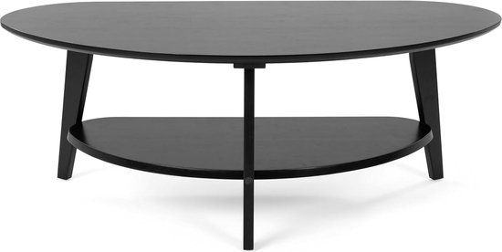 needs&wants® Couchtisch 100% bamboe ovaal half-rond, salontafel hout zwart, sofatafel driepoot met opbergruimte