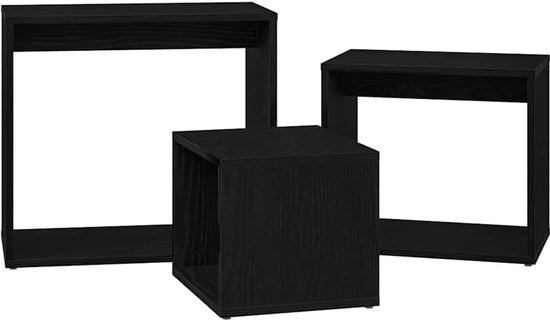 Nesting 3 stuks zwart eiken 55 x 30 x 50 cm, moderne set