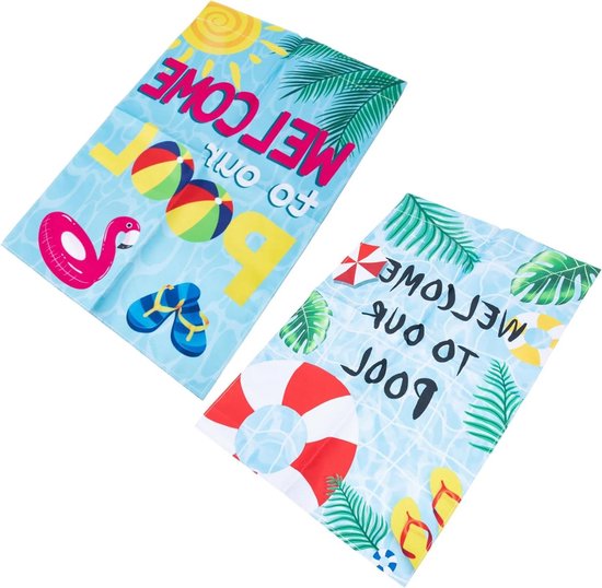 NOLITOY 2pcs Garden Banner Summer Outdoor Decoration Summer Decoration Flags Pool Welcome Flags Small Garden Flags For Outdoor Flag Decorations Polyester Cloth Banners Outdoors