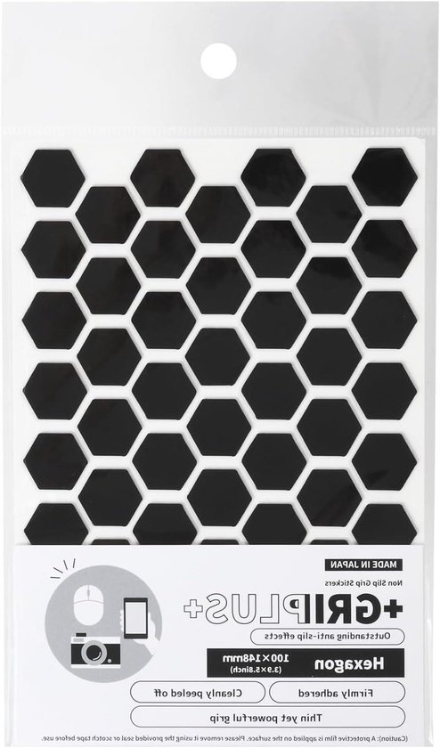 Non-slip Grip Stickers GRIPLUS Hexagon (Black, 100 × 148 mm (3.9 × 5.8 inches)