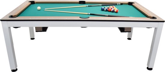 North Essence Wit / Eik 7FT Combi Pooltafel / Eettafel van North