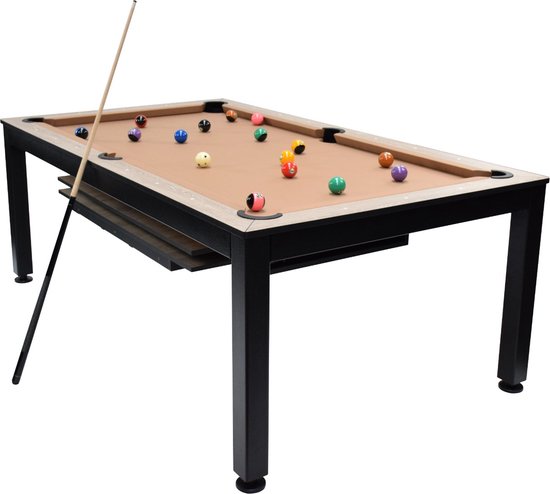 North Essence Zwart / Eik 7FT Combi Pooltafel / Eettafel van North