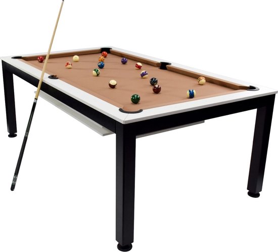 North Essence Zwart / Wit 7FT Combi Pooltafel / Eettafel van North