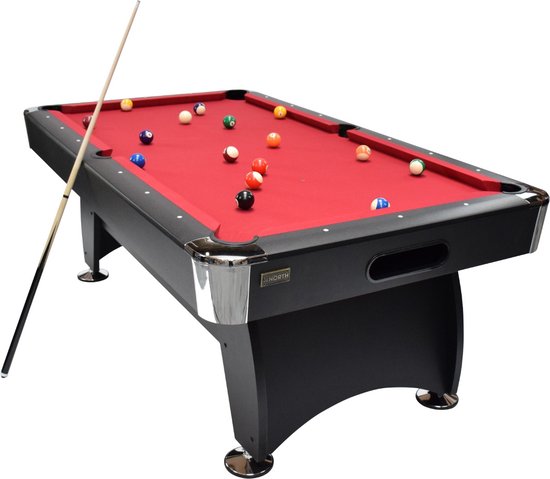 North Pooltafel Gardone 7ft Zwart/Rood van North