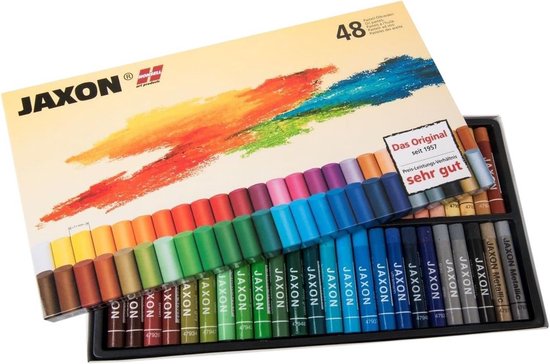 Oliepastelkrijt 48-delige Set in Kartonnen Etui - Briljante en Lichtechte Kleuren voor Kunstenaars en Kinderen