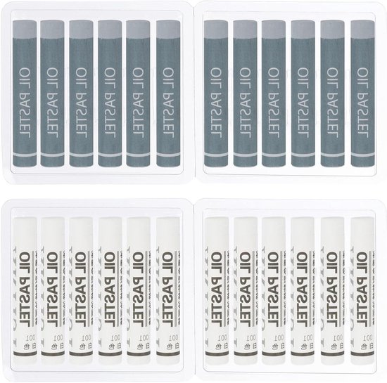 Oliepastelkrijt Set - Zachte krijtjes - Artistiek Tekenen - Hoge Kleurkracht - 24 Stuks - Wit Grijs