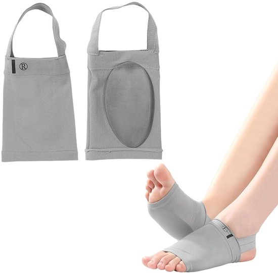 Ondersteunende orthese met dubbele boogsteun en gelkussen voor platvoeten en fasciitis, unisex, grijs, ideaal voor comfort en stabiliteit