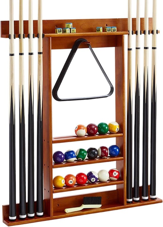 Opbergsysteem Poolballen - Keu Rekken - Biljart Organisatie - Hoogwaardig Hout - 8 Keuen Capaciteit - Bruin