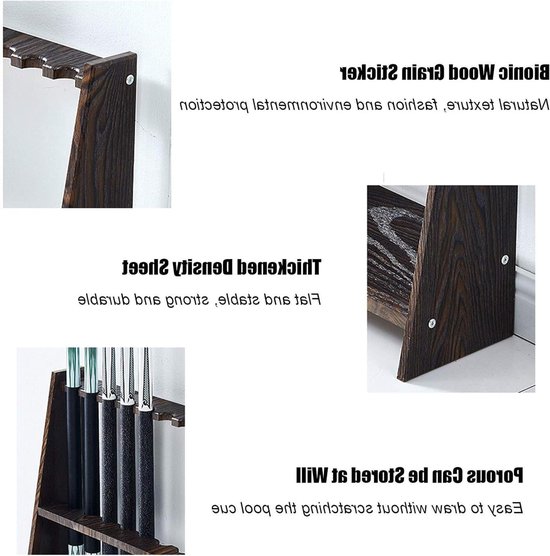 Opbergsysteem Poolballen - Keurek Hout - Biljart Accessoires - Stabiele Constructie - Ruimte voor 10 Keuen - Houtkleur