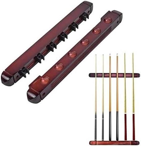 Opbergsysteem Poolballen - Keurek Hout - Keuen Opbergen - Ruimtebesparend Wandmodel - 6 Keuen - Rood