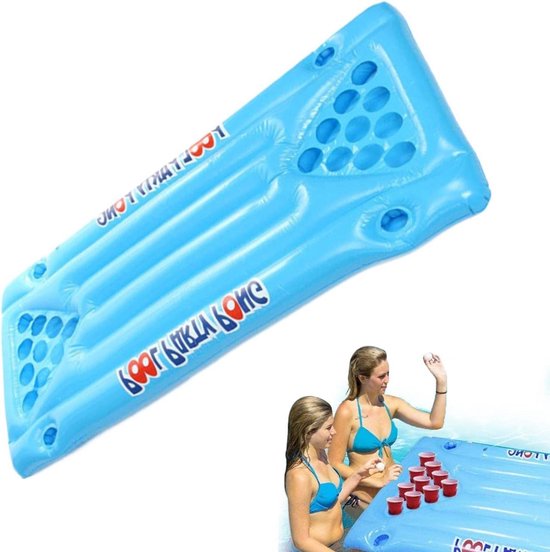 Opblaasbare Tafel - Drijvend Speelveld - Poolparty Spelletjes - Met Bekerhouders - 150 cm Lengte - Meerdere Kleuren