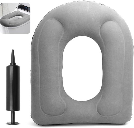Opblaasbare Toilettenzitting met Zuignap - Comfortabele Zitting voor Volwassenen, Senioren en Gehandicapten, Inclusief Handpomp en Ondersteuning
