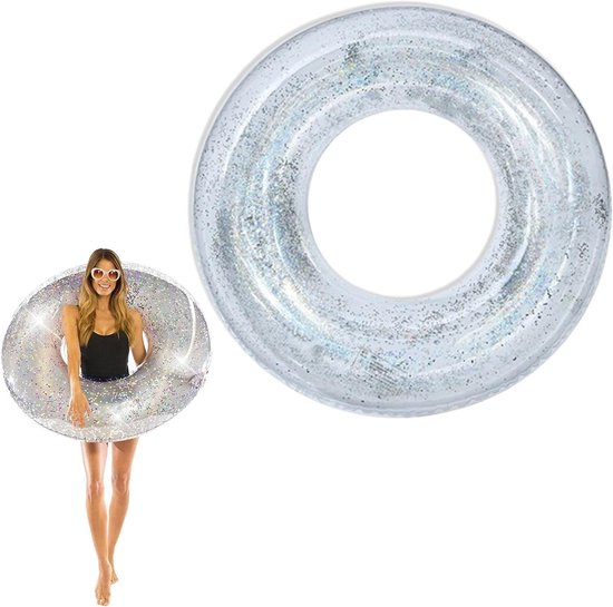 Opblaasbare Zwemring met Pailletten voor Volwassenen - Perfect voor Zomerzwemmen en Poolfeesten, Duurzaam PVC en Comfortabel Ontwerp