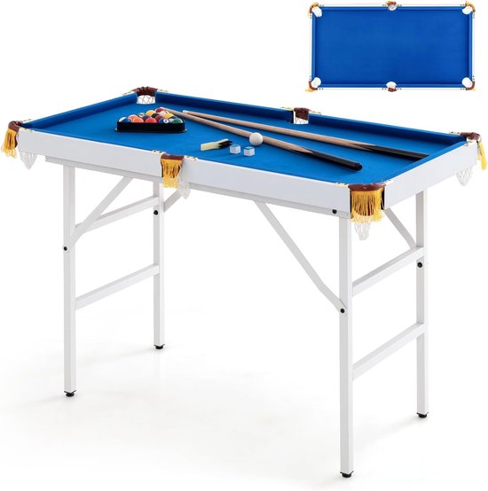 Opklapbare Biljarttafel - Snookertafel - Thuis Entertainment - Ruimtebesparend Ontwerp - 122 x 64 x 78 cm - Blauw