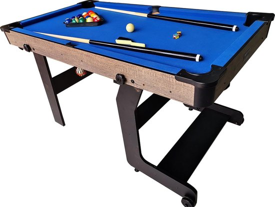 Opklapbare Pooltafel - Biljart Tafel - Familie Plezier - Compact Opbergbaar - 5ft - Houtlook