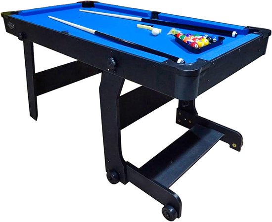 Opklapbare Pooltafel - Hobbytafel Biljart - Gezellig Spelen - Ruimtebesparend Ontwerp - 5 ft - Zwart Blauw