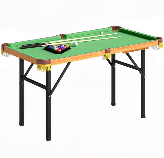 Opklapbare pooltafel - mini pooltafel - 2 keuen - 16 ballen - driehoek - borstel - green